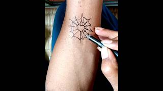 How to make spider net tattoo 💥#shorts#youtubeshorts #viral#tattooideas#spider #spiderman#spideenet