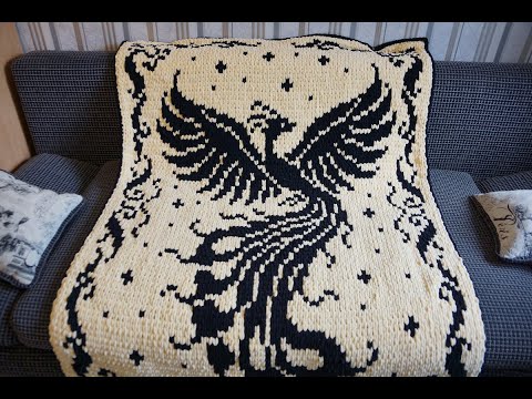 Как вязать из пряжи Alize puffy fine плед с узором в технике двухсторонний жаккард. МК.