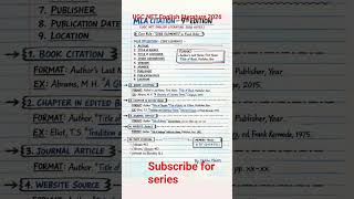 MLA Citation 9th Edition Handwritten Notes | UGC NET English Literature 2026 | Works Cited Rules