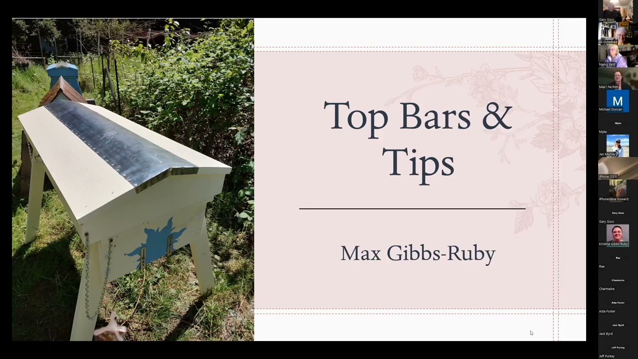 "Topbar Hives and Tips", by Max Gibbs-Ruby, SnoKing Beekeepers monthly meeting 10/15/2025