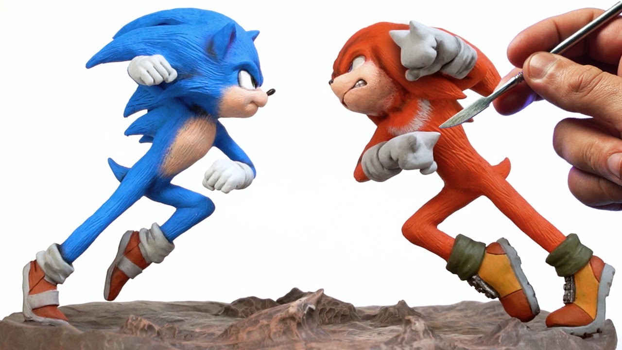 Sculpting SONIC vs KNUCKLES Diorama Sonic The Hedgehog 2 YouTube