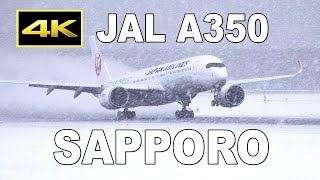 [4K] JAL A350 - 雪の新千歳空港 / Japan Airlines Airbus A350 at Sapporo New Chitose Airport in winter