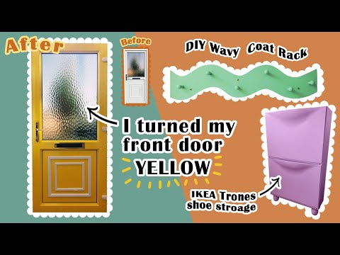 0.8m² Entryway Makeover *PART 1* - Wavy Coat Rack/Purple Shoe Storage + Bright Yellow Front Door!