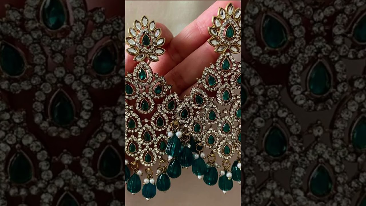 dark green colour heavy earrings