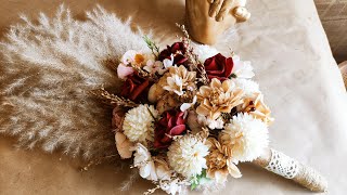 طريقة عمل بوكيه ورد سهل جدا للمبتدئين خطوة خطوة / DIY bridal bouquet/wedding bouquet