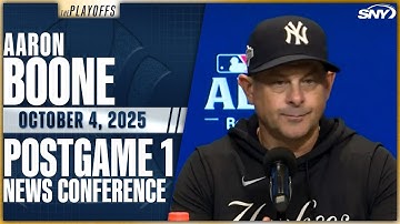 Aaron Boone analyseert de verpletterende 10-1 nederlaag van de Yankees tegen Toronto in Game 1 va...