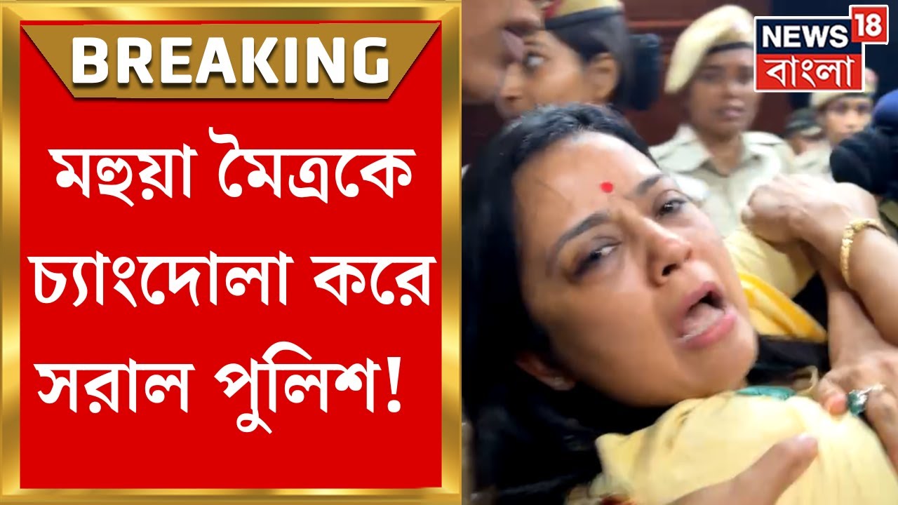 TMC Delhi Dharna : Mahua Moitra কে চ্যাংদোলা করে সরাল Delhi Police ! | Bangla News
