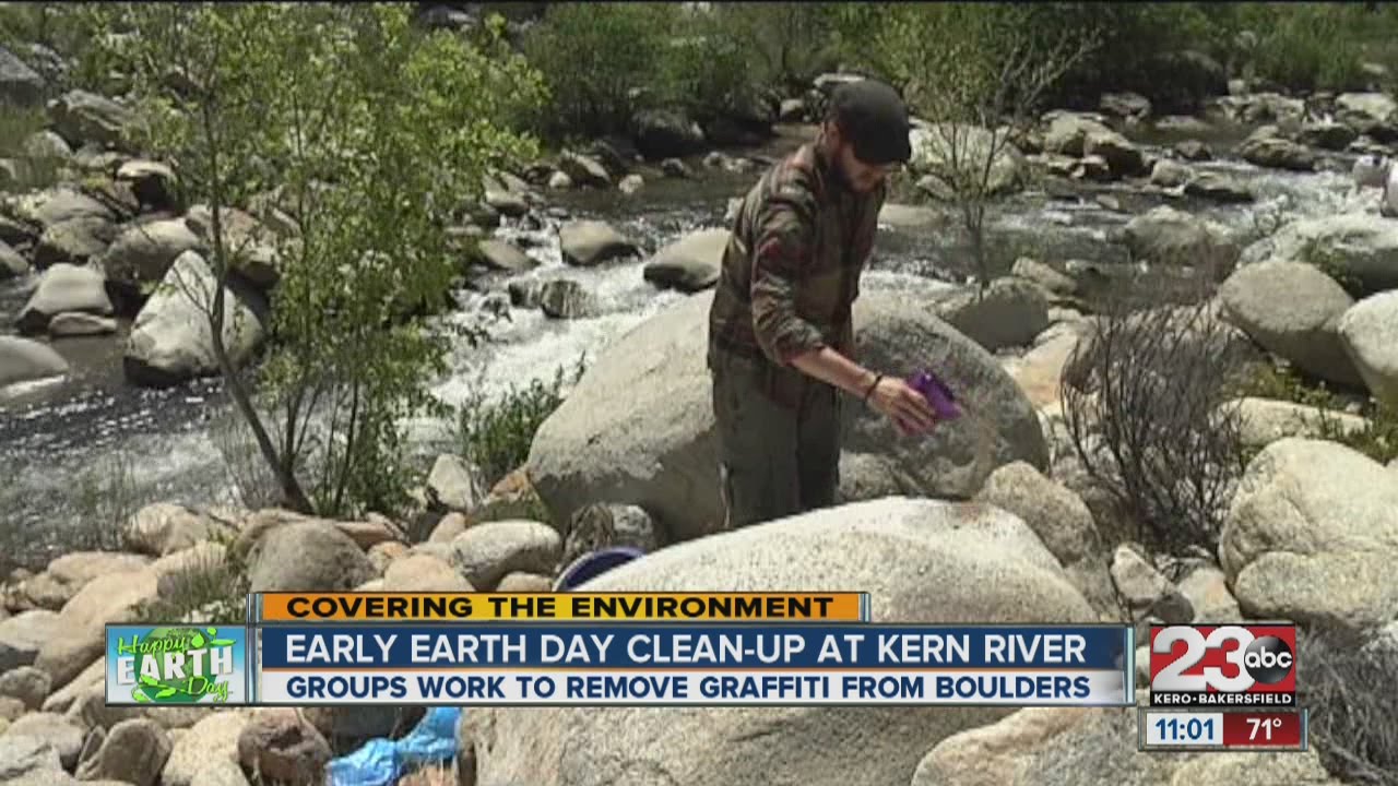 Volunteers clean up graffiti along sections of Kern River