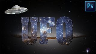 Photoshop Text effects ,TEXT design,tutorial  Clipping Mask , UFO Poster screenshot 4