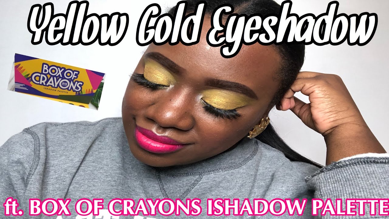 YELLOW/GOLD EYESHADOW FT BOX OF CRAYON ISHADOW PALETTE | PINK & YELLOW MAKEUP | 