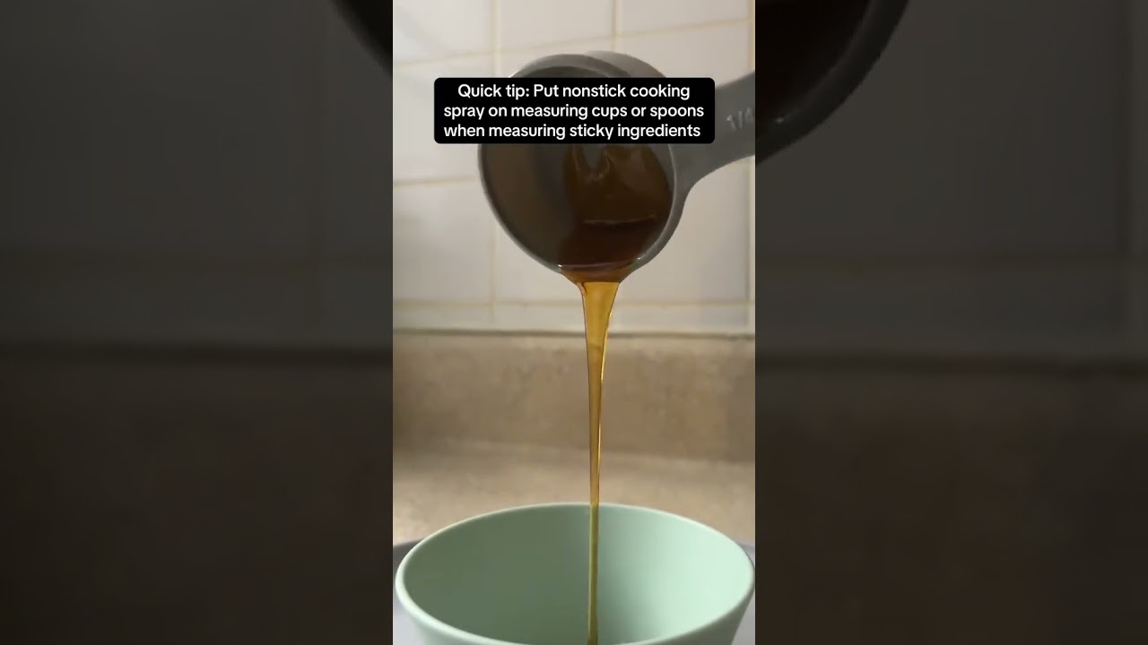 Quick tip: Put nonstick cooking spray on measuring cups for sticky ingredients
