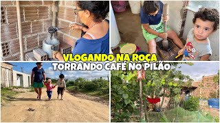 DIA SIMPLES NA ROÇA NO INTERIOR| MINHA MÃE TORROU CAFÉ NO PILÃO| DIA ESPECIAL|MOSTREI A HORTA E MAIS
