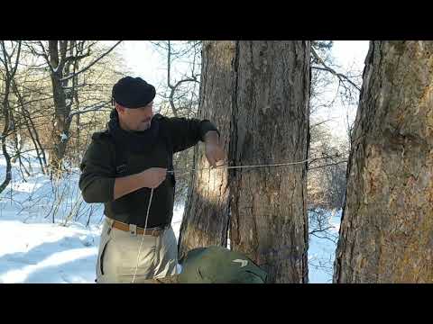 ტყეში ხეებს შუა საწოლის მოწყობა დასასვენებლად და ღამის გასათენებლად. #იარაღისგანხილვა