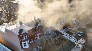 Mayday Given As Firefighters Battle A 3 Alarm Fire, Allentown, Pennsylvania - 3.19.25