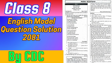 Class 8 English Model Question Paper Solution 2081 CDC | BLE English Model Set issuesd by CDC
