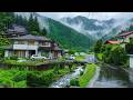 Walking in The Rain: Peaceful Village & Mountain Stream (4K ASMR)