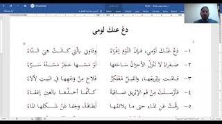 شرح قصيدة: دع عنك لومي - للصف الثانوي الأول