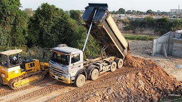 Techniques Building New Road Connecting To Bridge By Operator Skills Dozer SHANTUI Spreading Stone