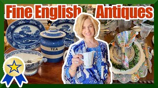 Fine English Antiques! Barley Twist, tea caddies, Cornishware, and a mix of modern elements.