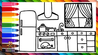 Dibuja y Colorea Una Cocina ‍ Dibujos Para Niños
