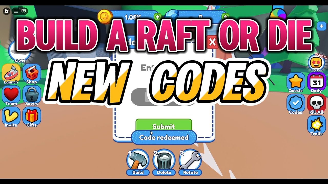 Every Raft Code *NEW CODES* All Build a Raft or Die Working Codes for January 2025 ...