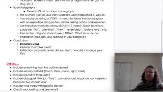 Narrative Writing Checklist Overview