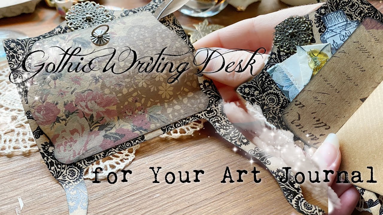 DIY Gothic Writing Desk Embellishment | ASMR Art Journaling | No Talking | Fairy Size Quill