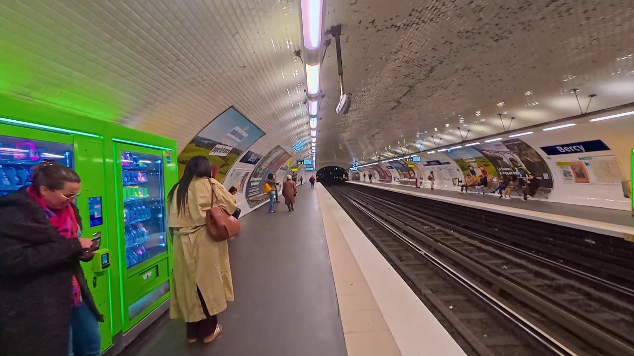 Parisian Metro Gare de Bercy to Trocadero line 6. Charles de Gaulle to La Defense to Chatelet line 1