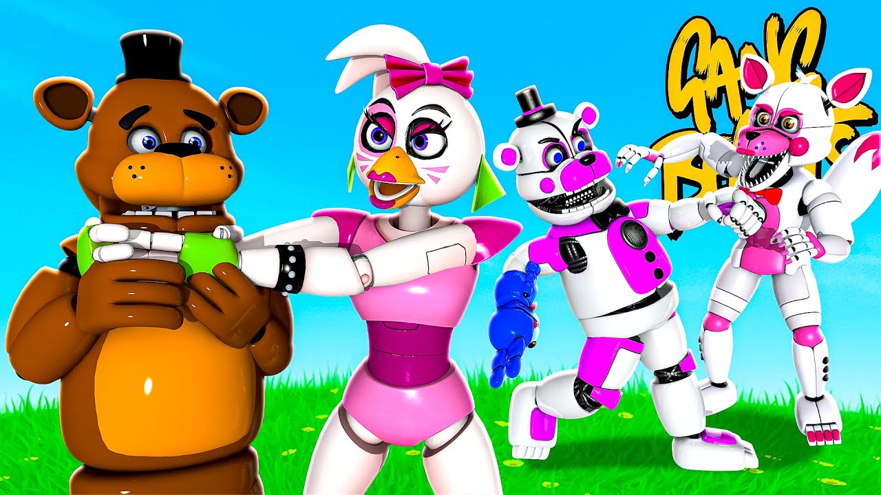 GANG BEASTS - Freddy Show VS The Funtime Foxy and Glamrock Chica Show