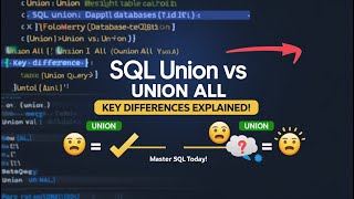 🔹 SQL UNION vs UNION ALL Explained | Master SQL Queries Like a Pro!