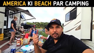 America ki Beach par Camping