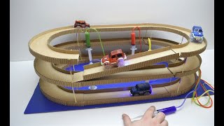 How to Make Amazing Hydraulic Powered Magic track with magic cars from Cardboard