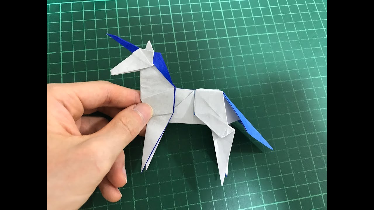 【折り紙】ユニコーン　2枚折り UNICORN 2 sheets ORIGAMI