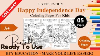FREE Happy Independence Day Coloring Pages For Kids 5 Pages