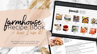 Digital Farmhouse Recipe Planner | Digital cookbook for goodnotes