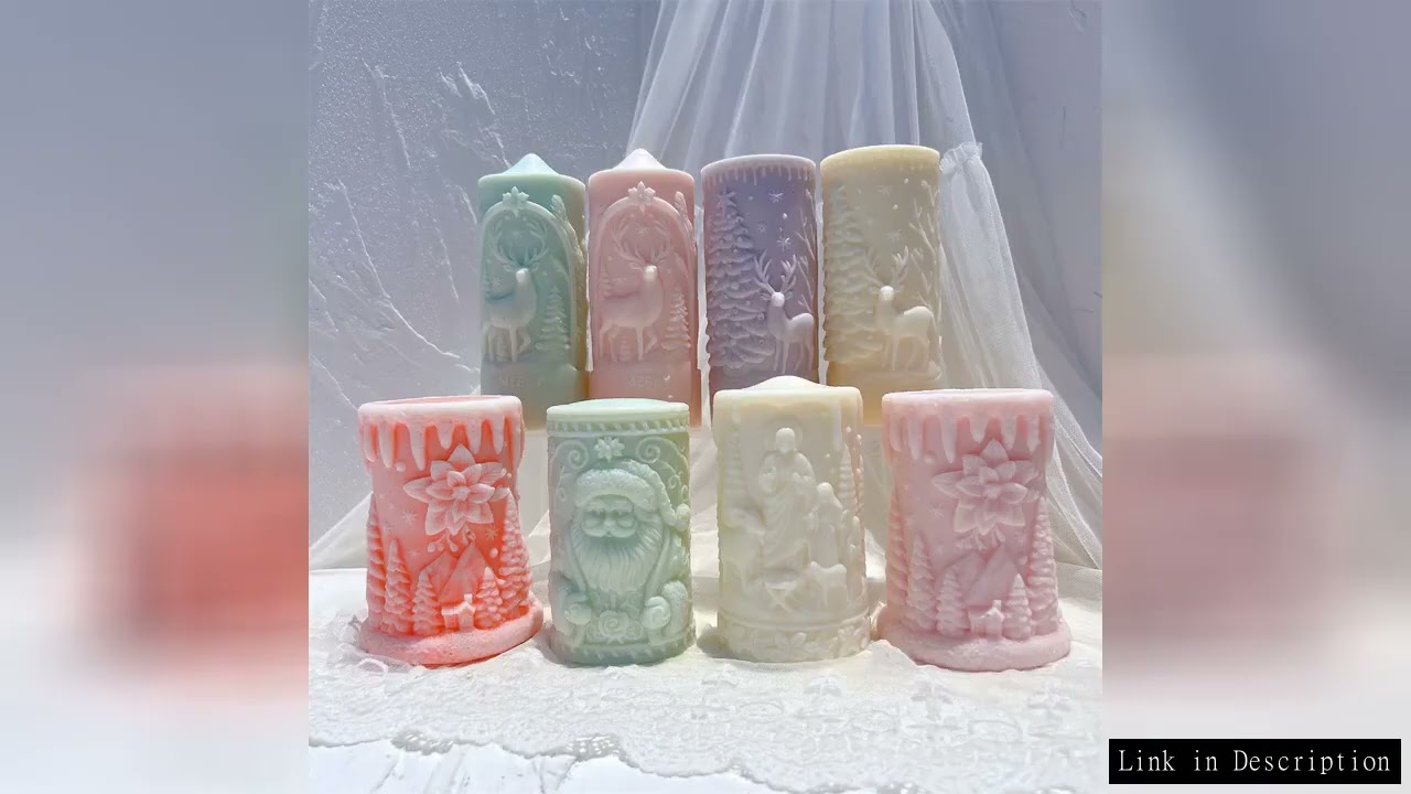 5 Designs Deer Pillar Silicone Candle Mold Santa Claus Column Silicone Mold Christmas flower Soy Wax