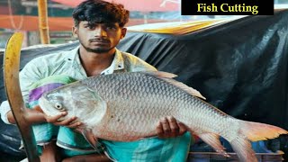 Amazing Live Fish Cutting Skills in Fish Market 2021-Fastest Rui Fish Slicing