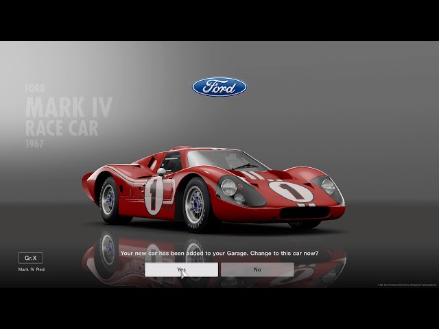 The Ford Mark IV 67 is now available on the Legendary cars, ford gran  turismo 7 