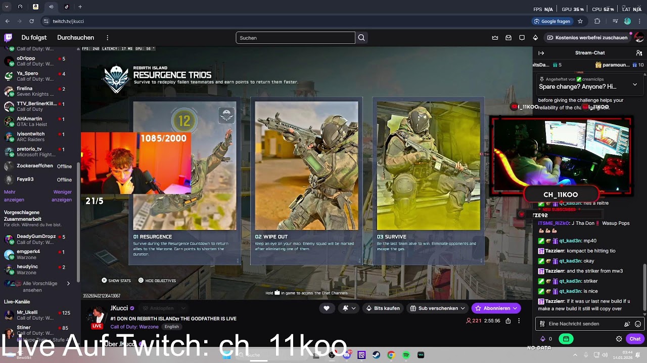 Tarnung Grinden Rebirth Einfach noch bis Season 2