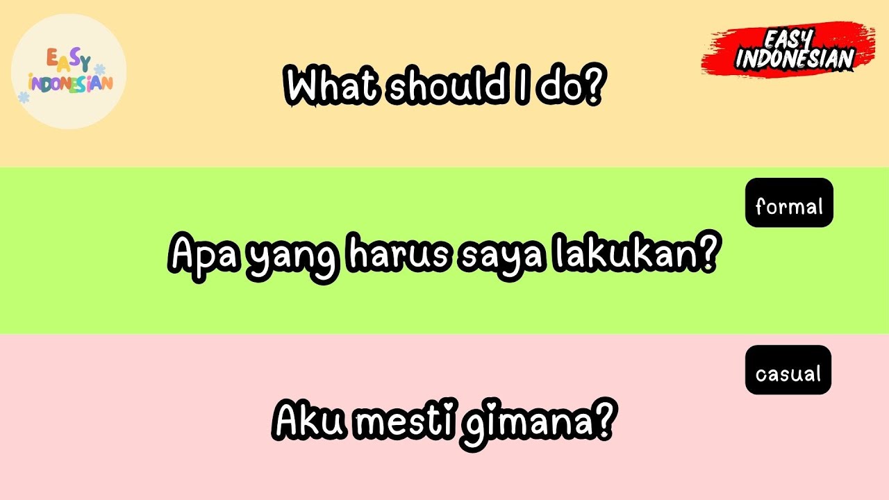 50 Must-Know Indonesian Phrases | Formal vs Casual Indonesian - YouTube