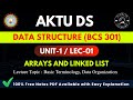 Data Structures Unit 1 Lecture 1 | AKTU B.Tech CSE (BCS301) | Easy Notes & Explanation