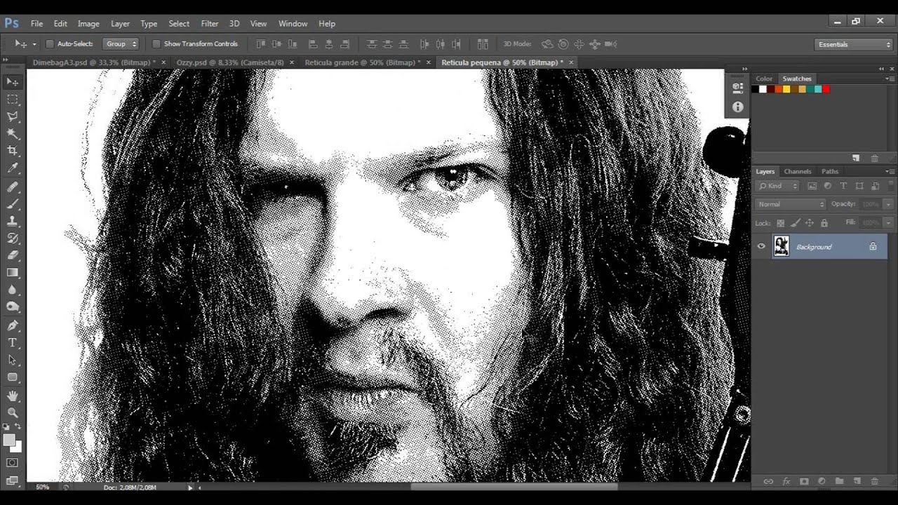 Preparando uma foto em tons de cinza para serigrafia