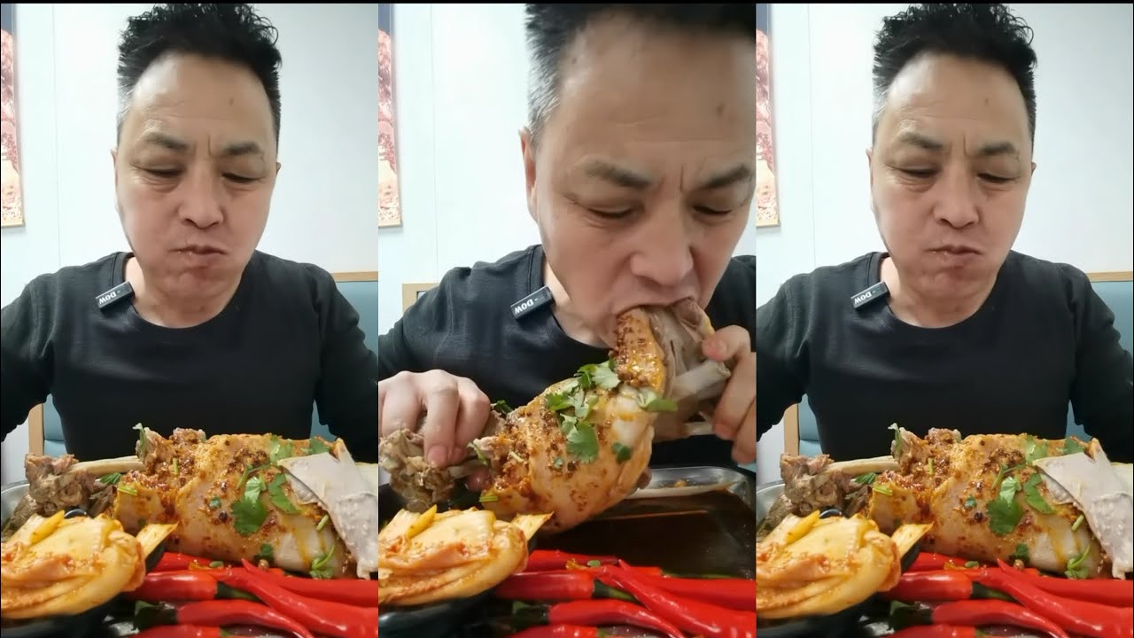 ASMR LAMB SHANK WITH SPICY GARLIC SAUCE EATING 