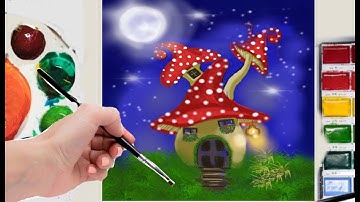 How to Draw/Paint  a Fairy Gnome House/ iPad  Digital Process Painting #4thArtSaturday