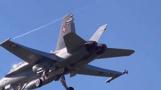 FA-18D Hornet J5232 Swiss Army on approach for a touch and go Sion airport Switzerland 06.10.2022