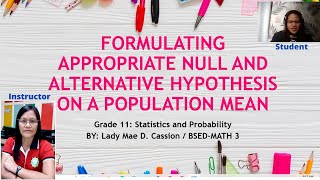 FORMULATING NULL AND ALTERNATIVE HYPOTHESIS ON A POPULATION MEAN