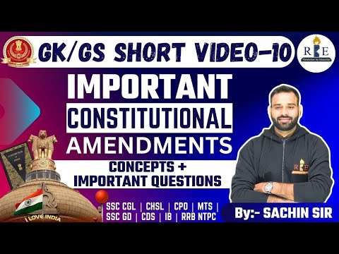 GK Short Videos - 10 | Important Constitutional Amendments | SSC CGL/CHSL/CPO/MTS/GD/CDS/IB/RRB NTPC