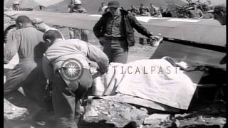 PV-1 plane of United States Army Air Force makes a crash landing on a runway in t...HD Stock Footage
