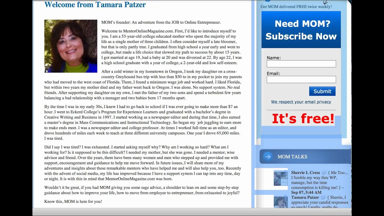 What is Mentor Online Magazine all about? Tamara Patzer welcome