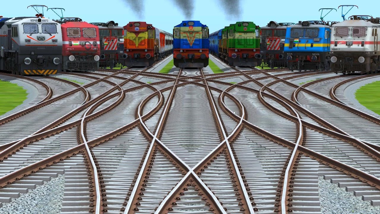 🕎Ix Trains Run By Curves Branched Railroad Crossing Tracks || diesel engine || train shunting duty 